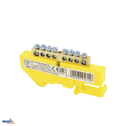 DIN RAIL TERMINAL BLOCK 6x9 YELLOW