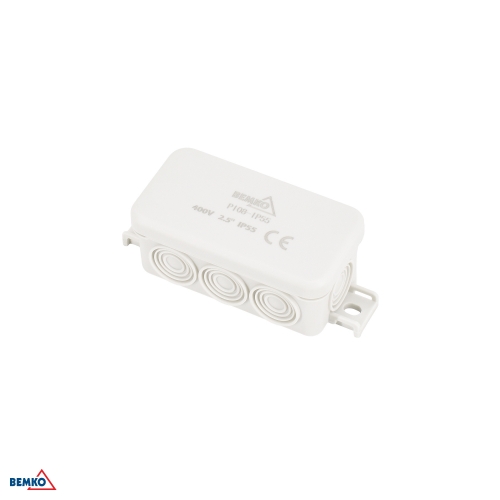 PUSZKA INSTALACYJNA NATYNKOWA 85x45x37MM IP55 8P JASNOSZARA