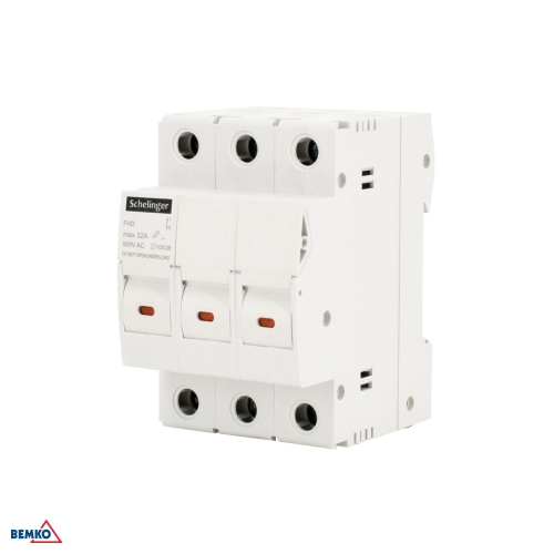 FUSE HOLDER 3P 10x38 500V AC MAX. 32A WITH INDICATOR SCHELINGER