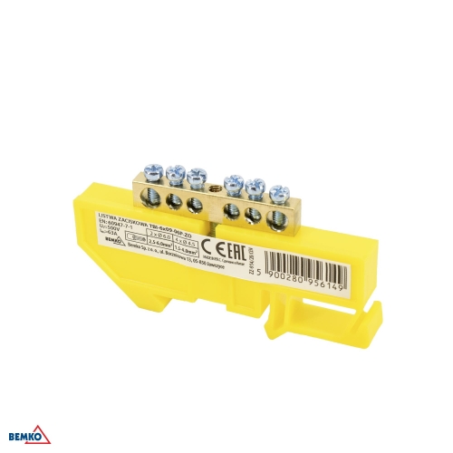 DIN RAIL TERMINAL BLOCK 6x9 YELLOW