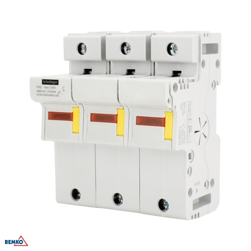 PODSTAWA BEZPIECZNIKOWA 3-POLOWA DO WKŁADEK 22x58 690V AC MAX. 125A Z KONTROLKĄ SCHELINGER