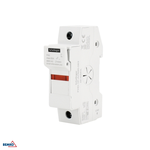 PODSTAWA BEZPIECZNIKOWA 1-POLOWA DO WKŁADEK 14x51 690V AC MAX. 63A Z KONTROLKĄ SCHELINGER