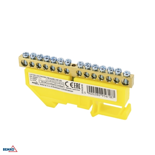 DIN RAIL TERMINAL BLOCK 6x9 YELLOW