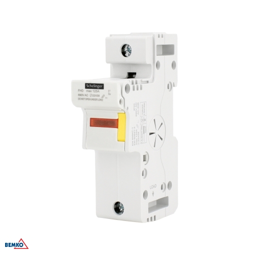 PODSTAWA BEZPIECZNIKOWA 1-POLOWA DO WKŁADEK 22x58 690V AC MAX. 125A Z KONTROLKĄ SCHELINGER