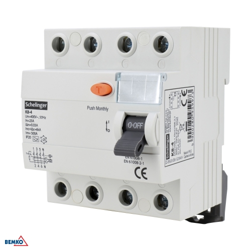 DIFFERENTIAL CURRENT CIRCUIT BREAKER A 4P 25A 30mA SCHELINGER