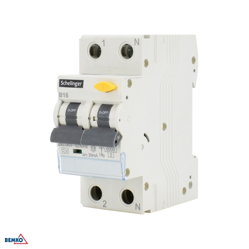 RESIDUAL CURRENT CIRCUIT BREAKER 2P B 16A 30mA TYPE A SCHELINGER