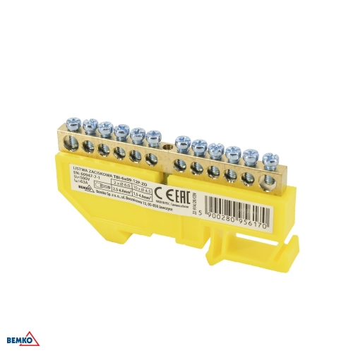 DIN RAIL TERMINAL BLOCK 6x9 YELLOW