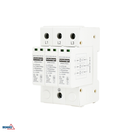 ÜBERSPANNUNGSSCHUTZ 3P 12,5kA(10/350) KLASSE T1+T2 (B+C) SCHELINGER