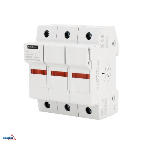 FUSE HOLDER 3P 14x51 690V AC MAX. 63A WITH INDICATOR SCHELINGER